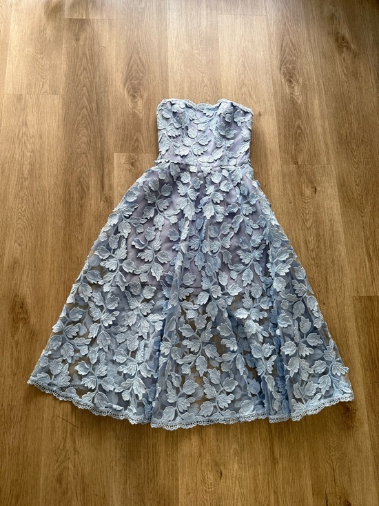 Helsi Dresses & Skirts - helsi florence blue 3d floral embroidered strapless midi sun dress size XS NEW